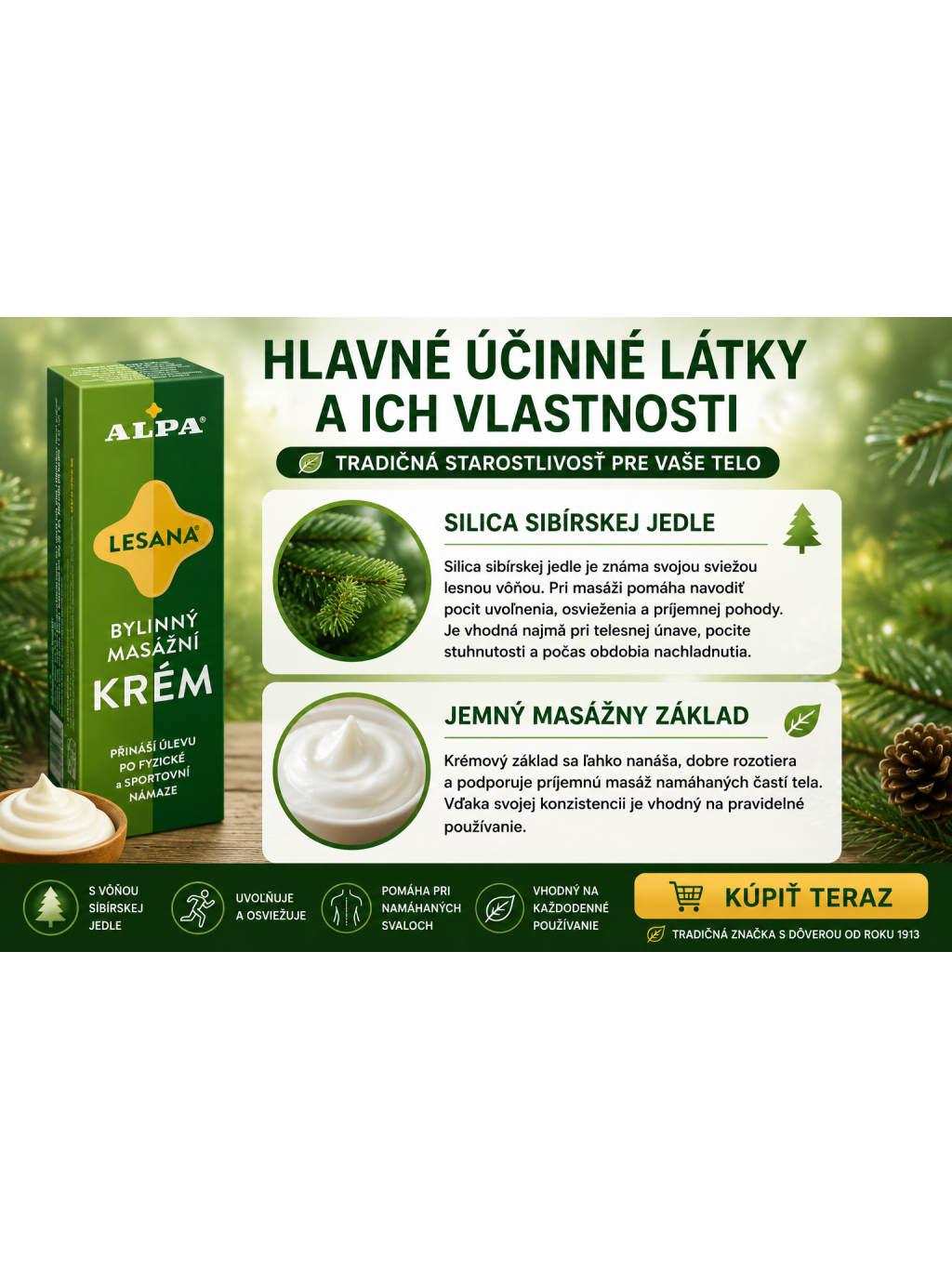 Hlavné účinné látky ALPA Lesana krém